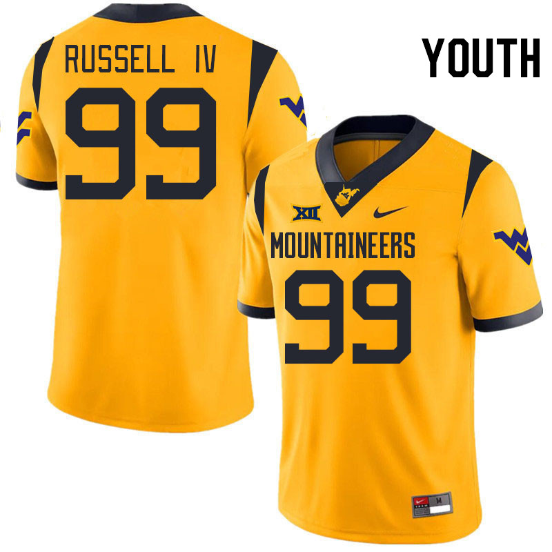 Youth #99 Hammond Russell IV West Virginia Mountaineers College 2024 New Uniforms Football Jerseys S